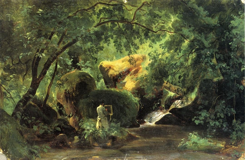 Forest Interior with an Artist Civita Castellana by Andre Giroux