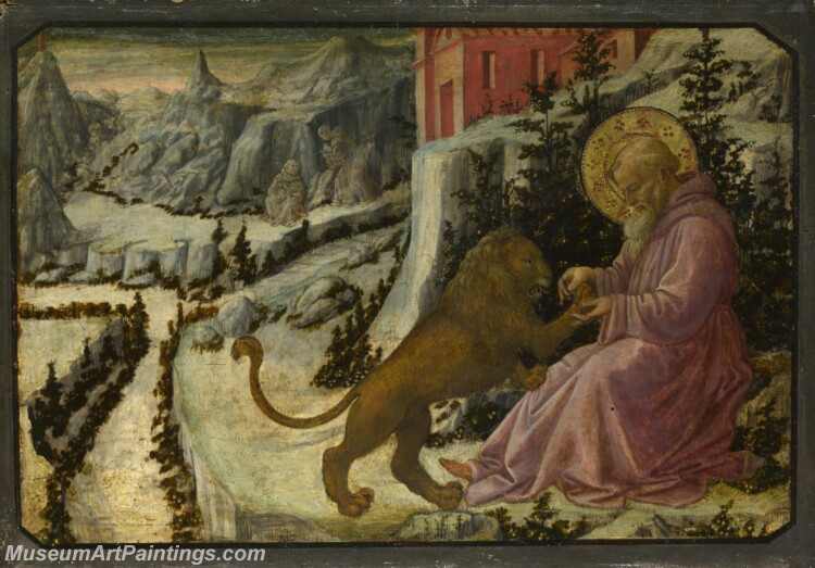 Fra Filippo Lippi and workshop Saint Jerome and the Lion Predella Panel Painting