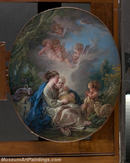 Francois Boucher Virgin and Child with the Young Saint John the Baptist and Angels Painting