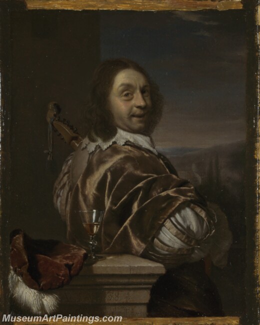 Frans van Mieris the Elder Self Portrait of the Artist with a Cittern Painting