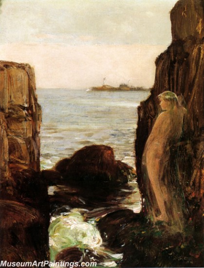 Frederick Childe Hassam Nude Painting Nymph on a Rocky Ledge