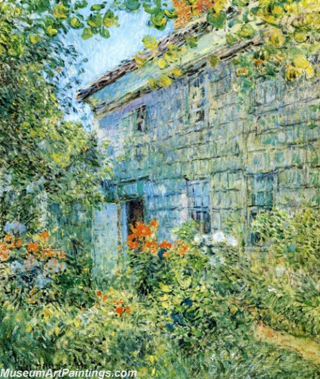 Frederick Childe Hassam Old House and Garden East Hampton Painting