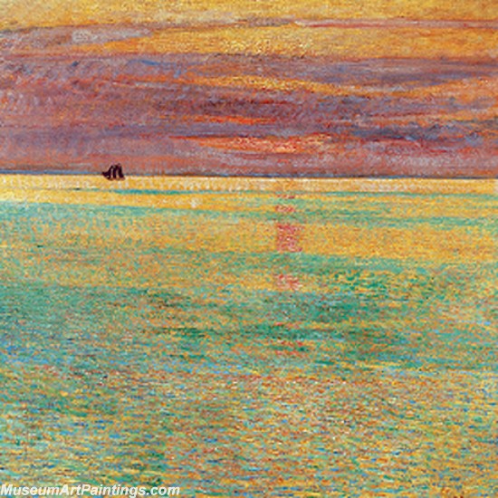 Frederick Childe Hassam Poppies Sunset at Sea Painting