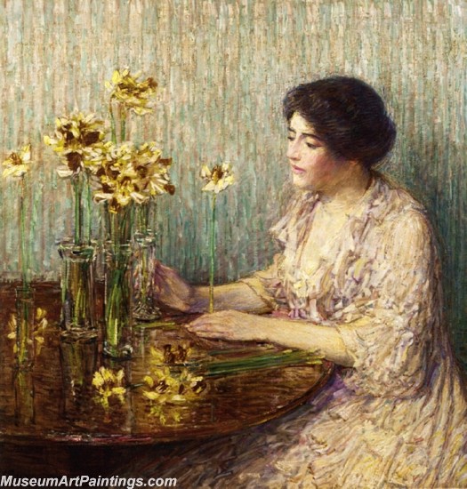 Frederick Childe Hassam Woman Paintings Jonquils