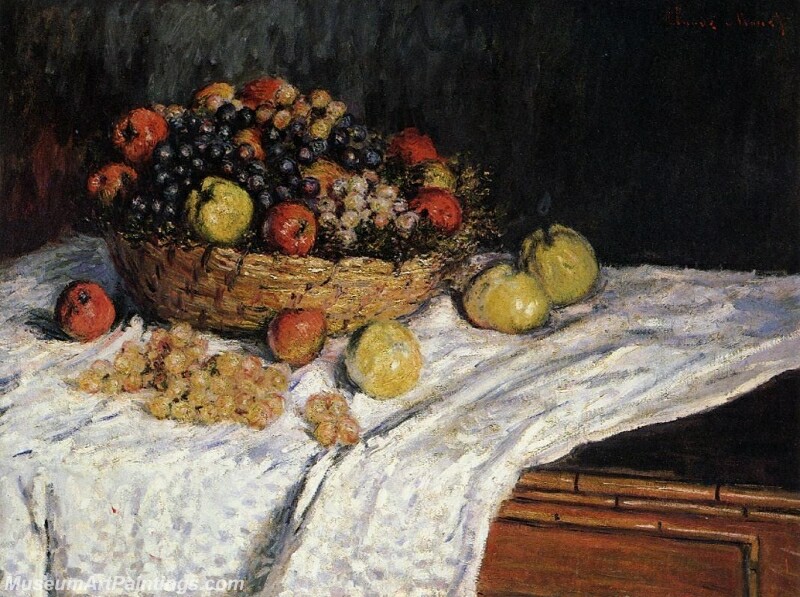 Fruit Basket with Apples and Grapes Painting