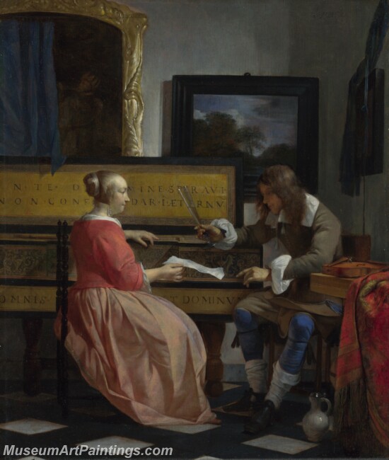 Gabriel Metsu A Man and a Woman seated by a Virginal Painting