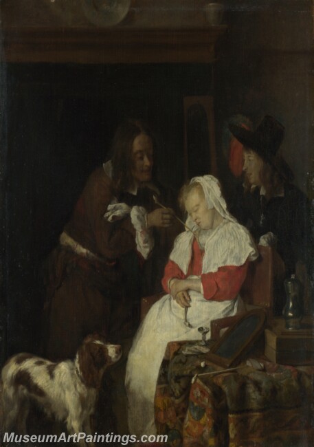 Gabriel Metsu Two Men with a Sleeping Woman Painting