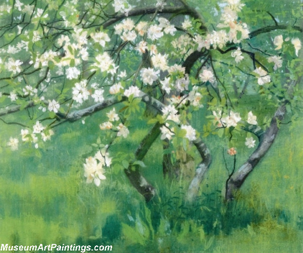 Garden Painting Apple Tree in Blossom