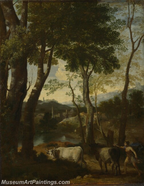 Gaspard Dughet Landscape with a Cowherd Painting