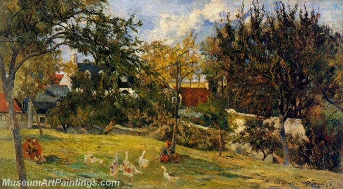 Geese in the Meadow Painting