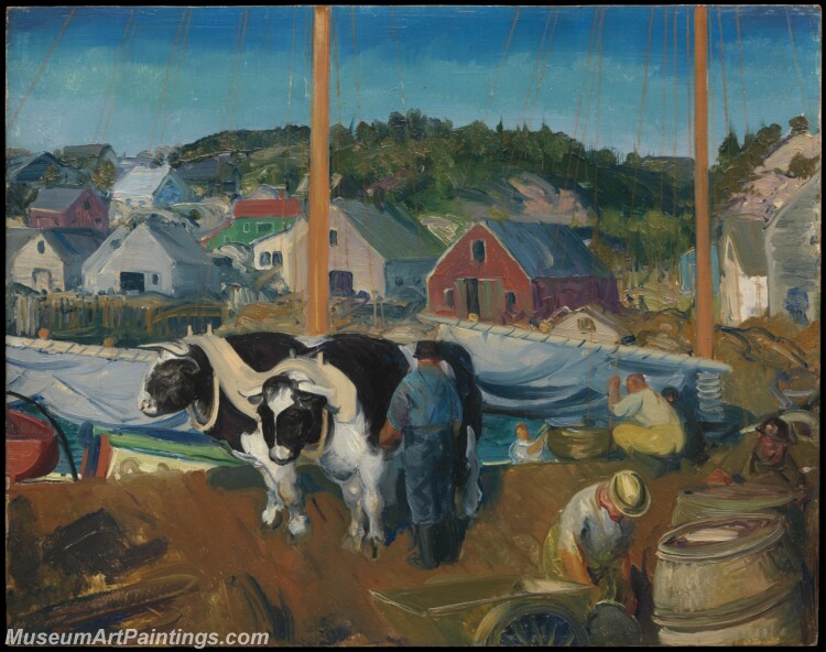 George Bellows Ox Team Wharf at Matinicus Painting