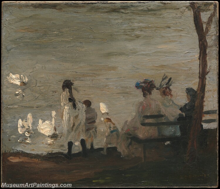 George Bellows Swans in Central Park Painting