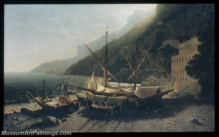 George Loring Brown View at Amalfi Bay of Salerno Painting