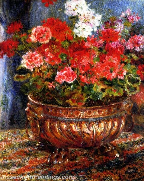 Geraniums in a Copper Basin Painting