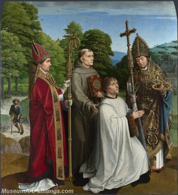 Gerard David Canon Bernardijn Salviati and Three Saints Painting