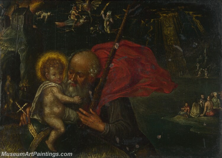 German Saint Christopher carrying the Infant Christ Painting