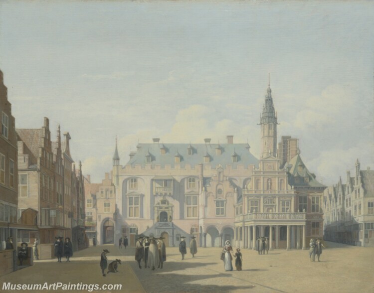 Gerrit Berckheyde The Market Place and Town Hall Haarlem Painting