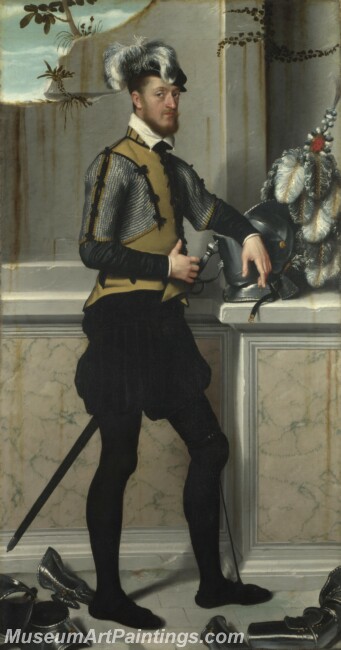 Giovanni Battista Moroni A Knight with his Jousting Helmet Painting