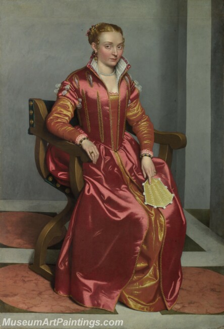 Giovanni Battista Moroni Portrait of a Lady La Dama in Rosso Painting