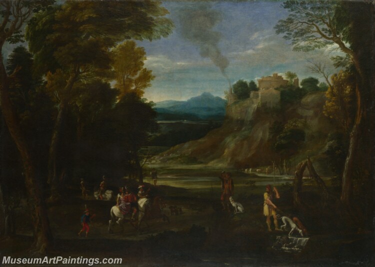 Giovanni Battista Viola Landscape with a Hunting Party Painting