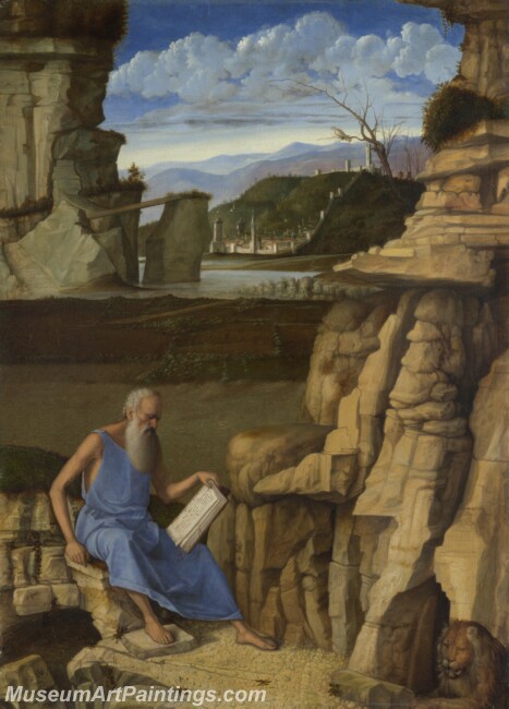 Giovanni Bellini Saint Jerome reading in a Landscape Painting