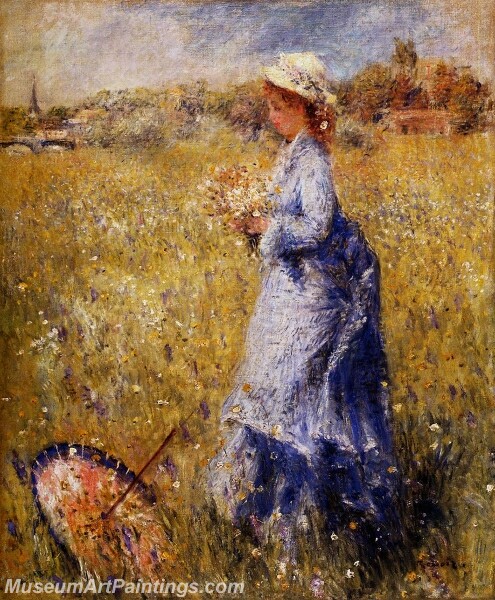 Girl Gathering Flowers Painting