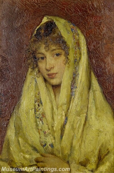 Girl in a yellow shawl Painting