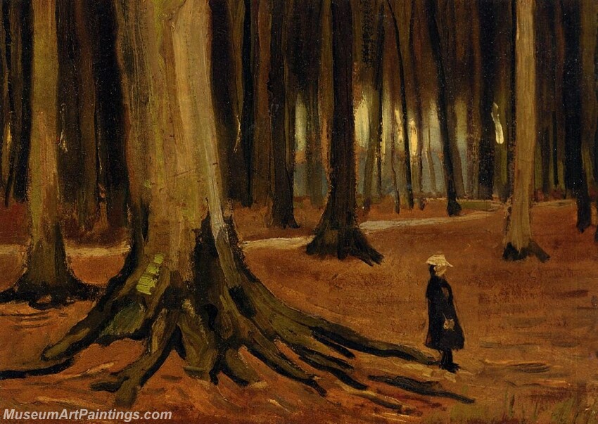 Girl in the Woods Painting