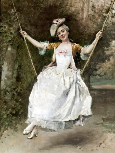 Girl on a Swing by Raimundo de Madrazo y Garreta