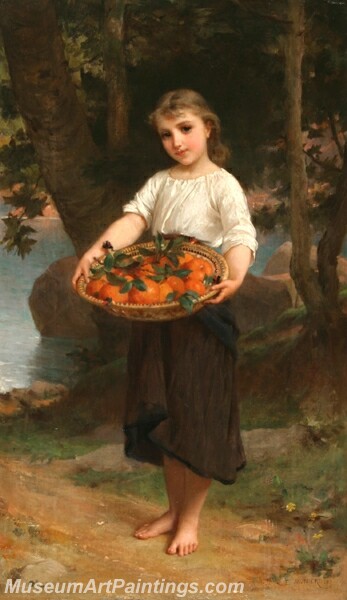 Girl with Basket of Oranges Painting