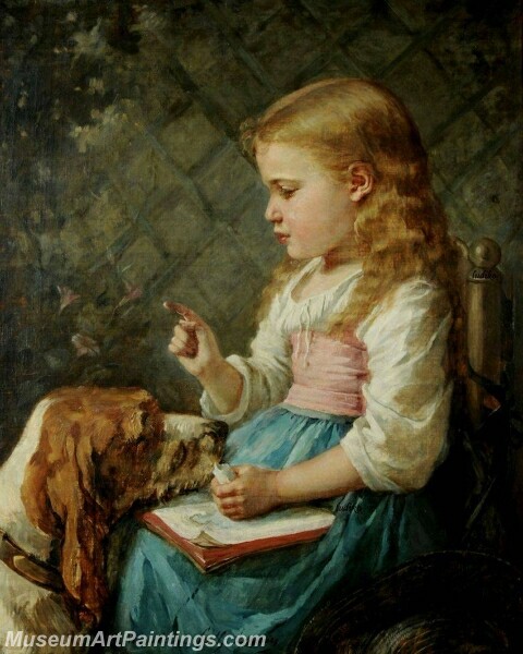 Girl with Dog Painting