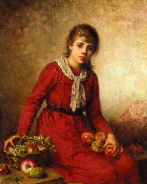 Girl with Fruit Painting