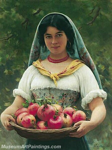 Girl with Pomegranates Painting