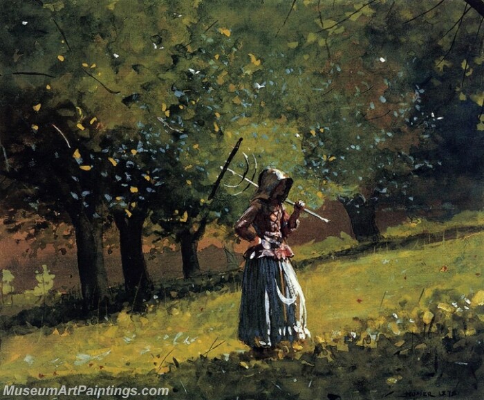 Girl with a Hay Rake Painting