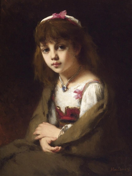 Girl with a Pearl Necklace Painting