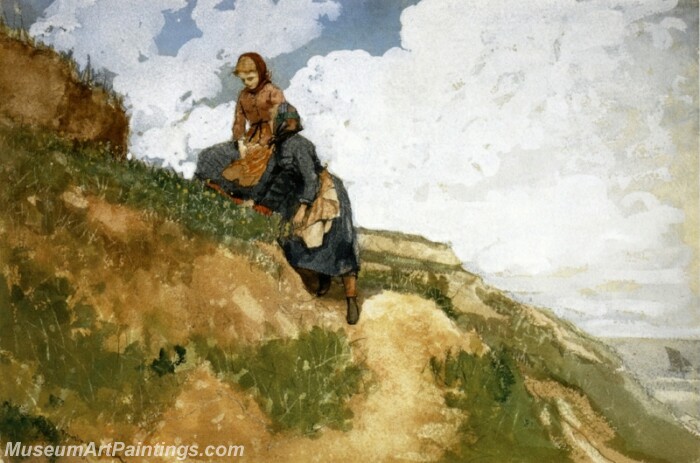 Girls on a Cliff Painting