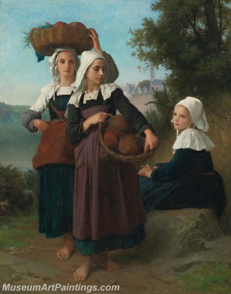 Girls returning from the market Painting