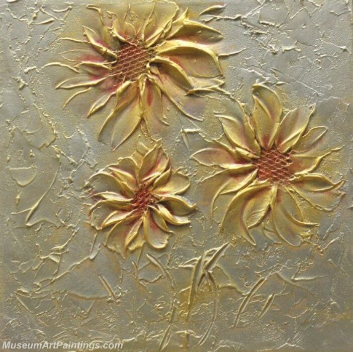 Golden Flowers Painting Modern Abstract Art MAA3