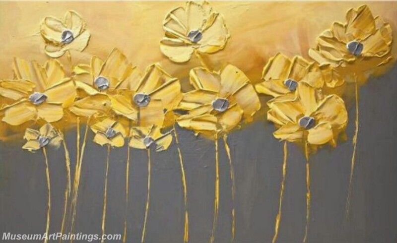 Golden Flowers Painting Modern Abstract Art MAA5