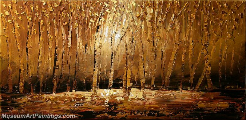 Golden Tree Painting Modern Abstract Art for Sale GT028