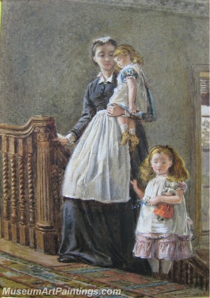 Governess with Two Girls Painting