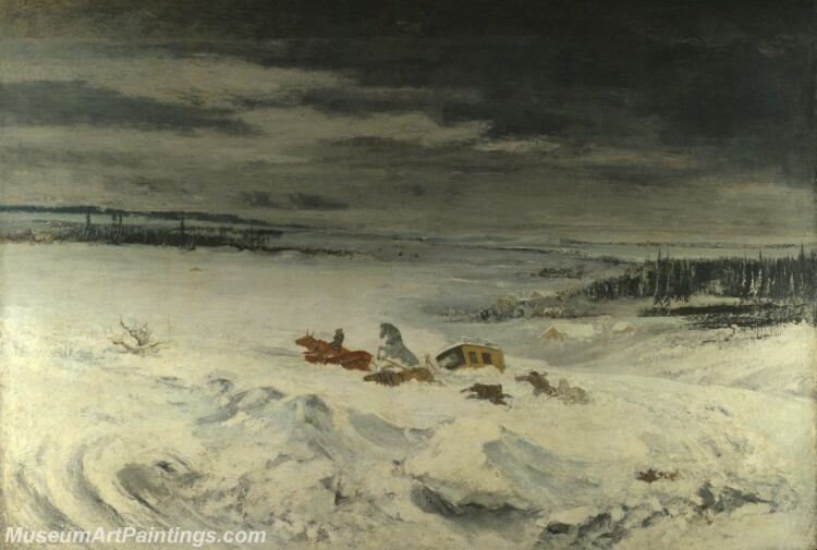 Gustave Courbet The Diligence in the Snow Painting