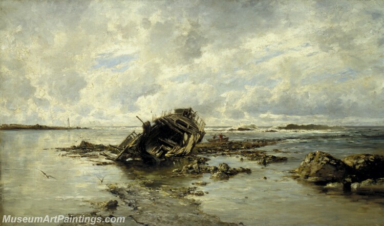 Haes Carlos de Un barco naufragado Painting