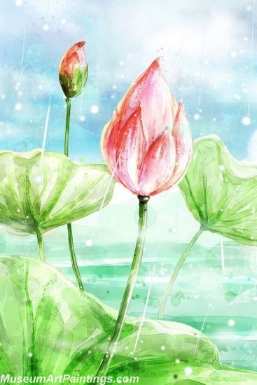 Hand Painted Flower Paintings Lotus 032