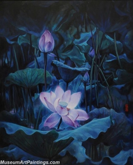 Hand Painted Flower Paintings Lotus 043