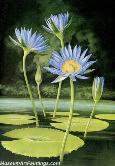 Hand Painted Flower Paintings Lotus 049