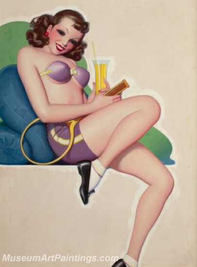 Handmade Modern Paintings of Women Sexy Pinup Girl Oil Paintings M199