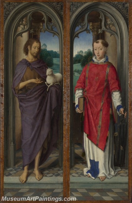 Hans Memling Two Panels from a Triptych Painting