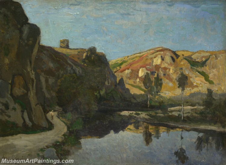 Harpignies River and Hills Painting