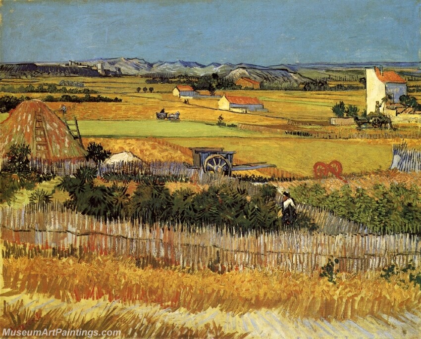 Harvest Landscape with Blue Cart Painting